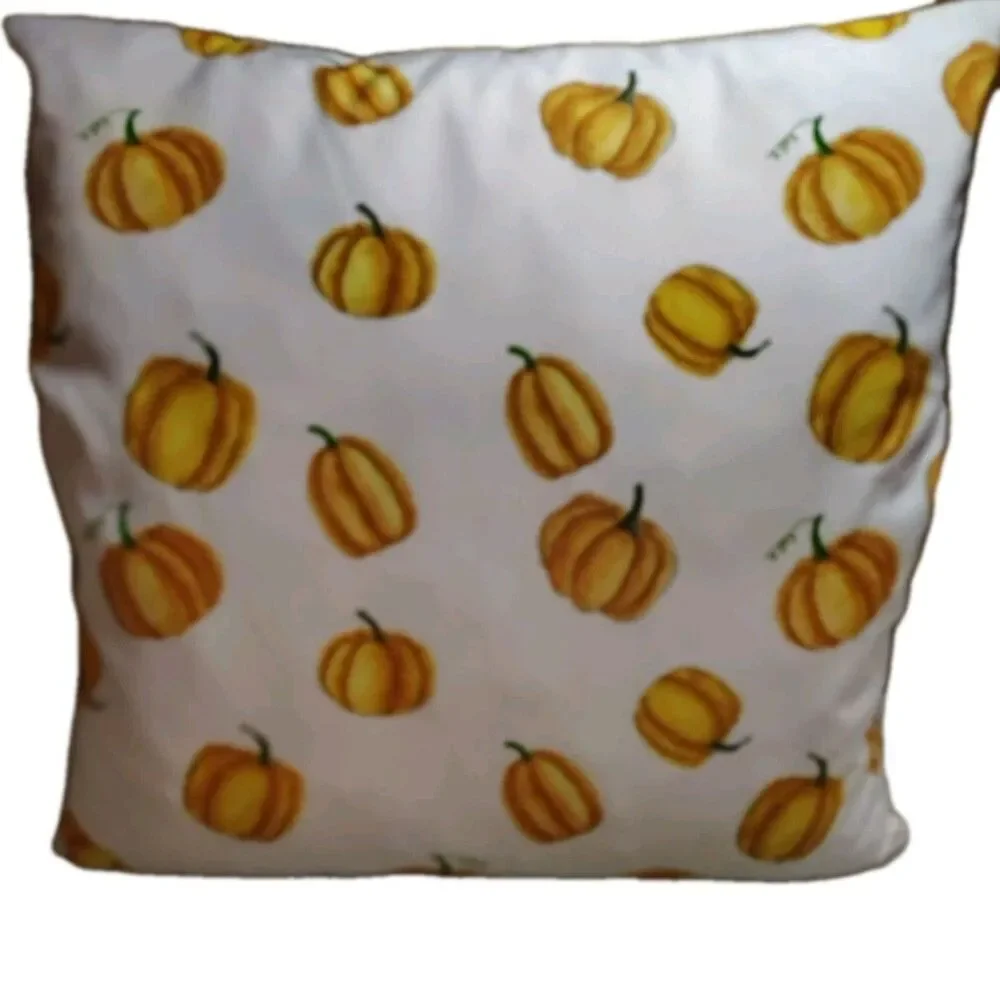 Rae Dunn Autumn Pumpkin Accent Pillows Feather Down Insert Removable Covers